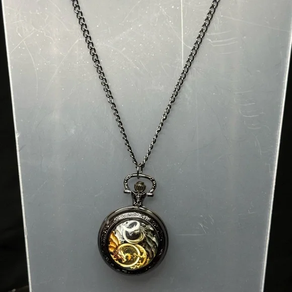 Steampunk Dragon NWT Pocket Watch Necklace - Picture 1 of 8